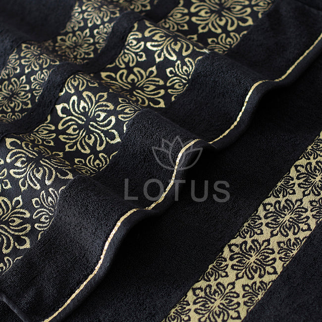 Jet Black Flower - Jacquard Bath Towel Main Image