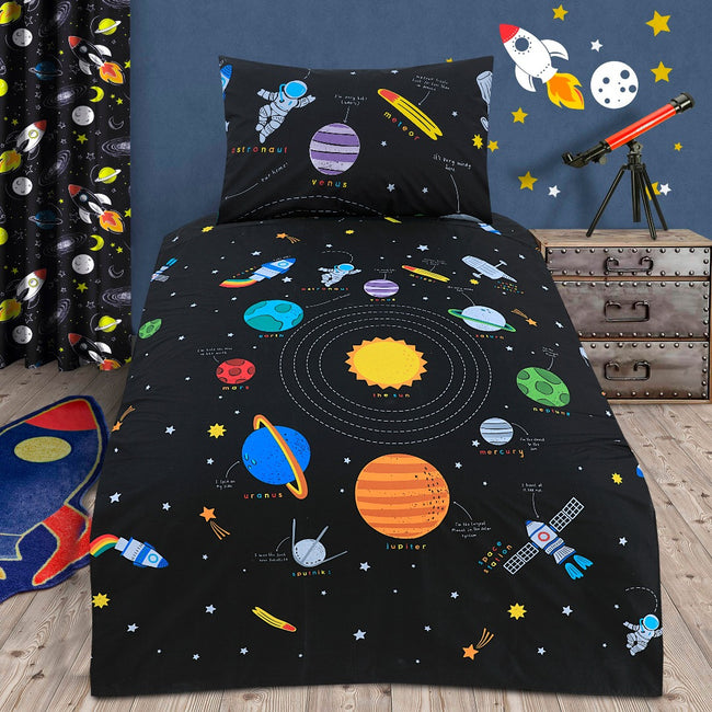 Galaxy Space - Cartoon Bed Sheet Hover Image