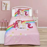 Cartoon Character Bed Sheet Pink Unicorn-30229