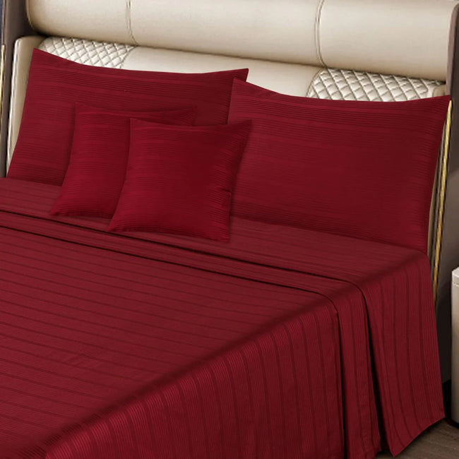 Cotton Sateen Bed Sheet 5 Pcs Set Chili Pepper Seven Stripes King-40144 Hover Image