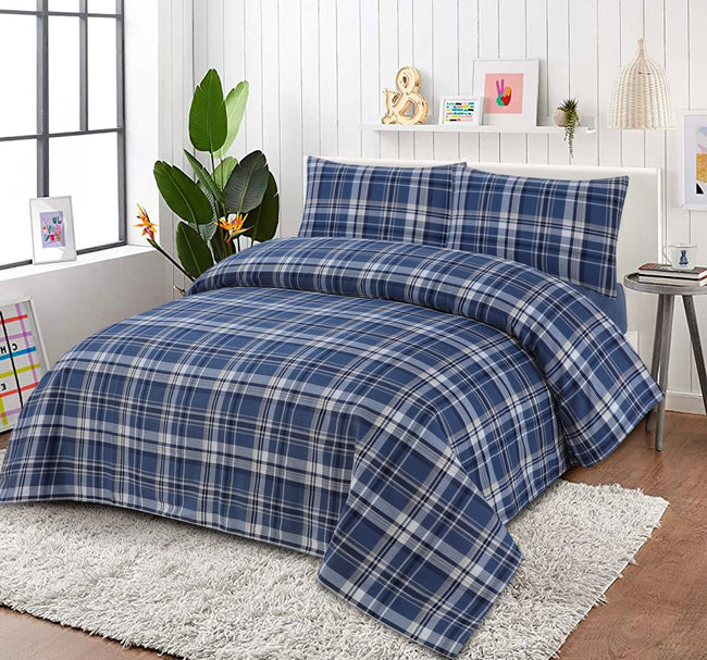Gray Plaid Yarn Dyed Bedsheet Set Queen Hover Image