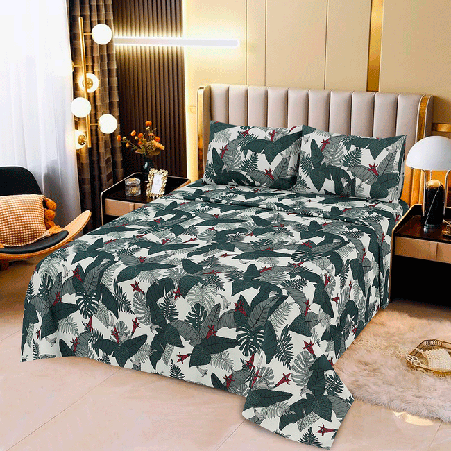 Forest Green Leave - Bed Sheet Set Single Hover Image
