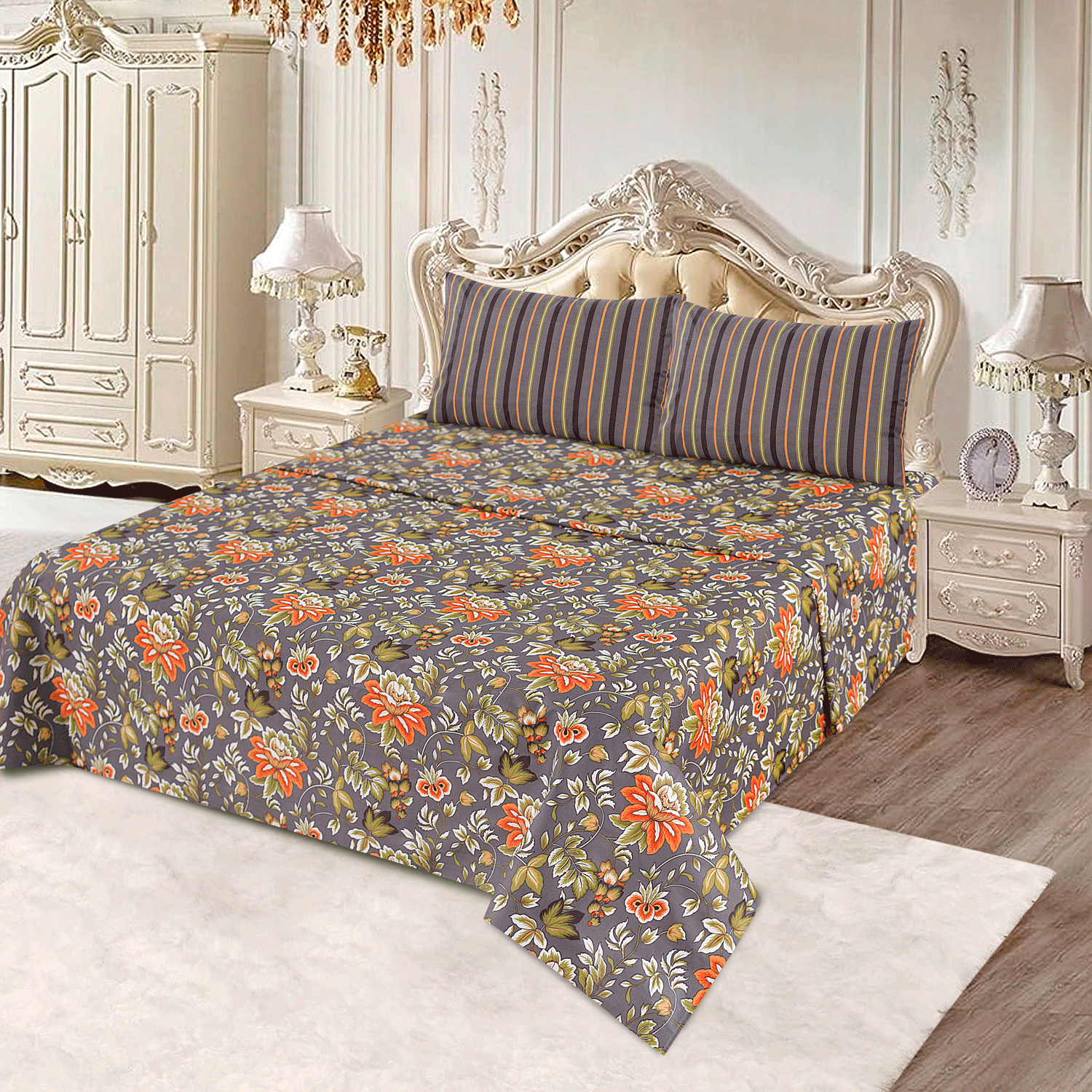 Emerald Blossom Charm - Bed Sheet Set