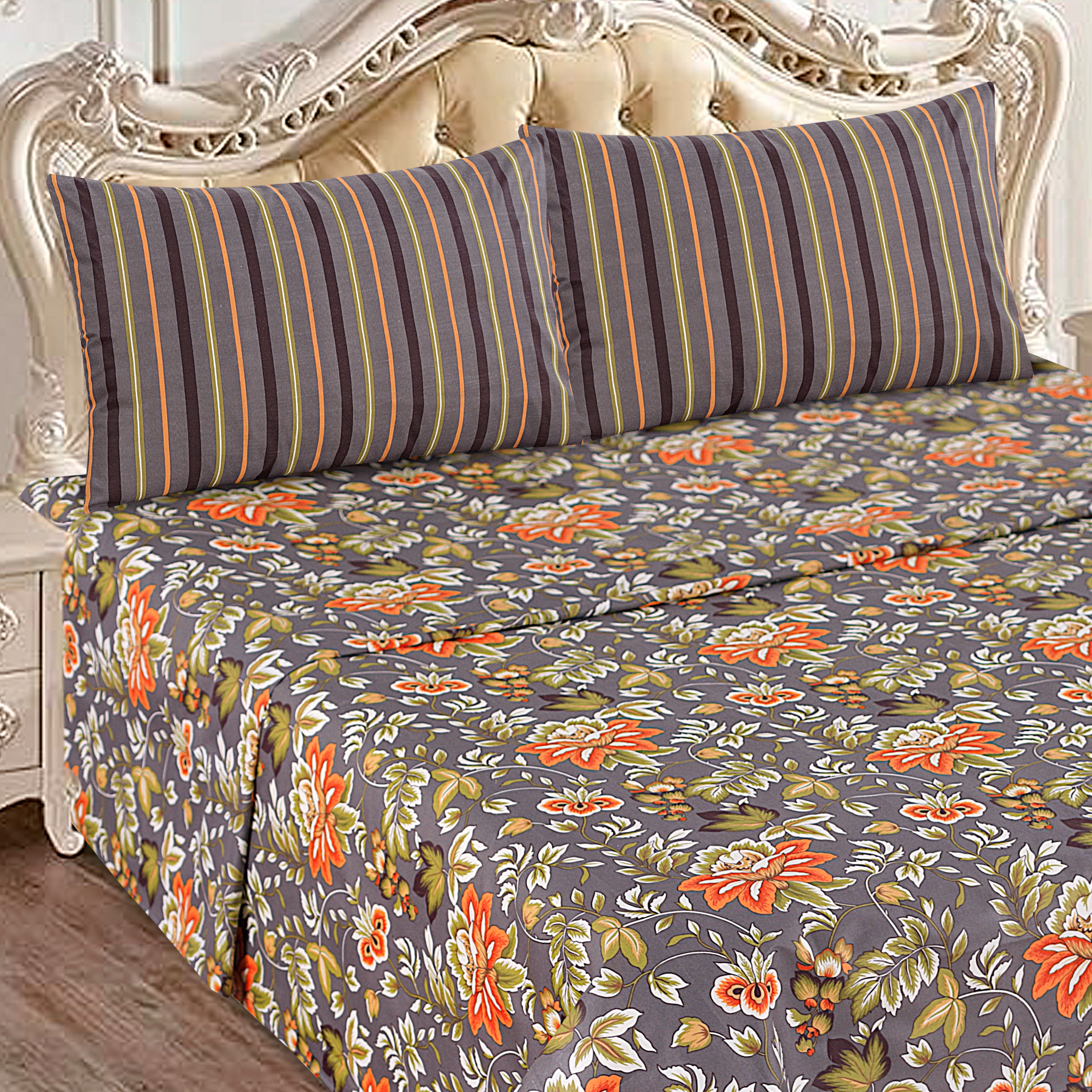 Emerald Blossom Charm - Bed Sheet Set