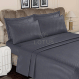 Charcoal Stripe Sateen - Bed Sheet Set King