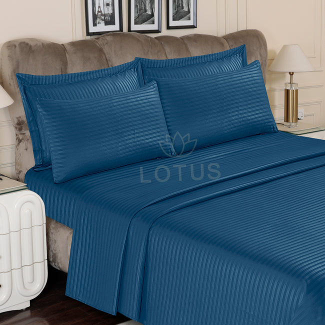 Zinc Stripe Sateen - Bed Sheet Set King Main Image
