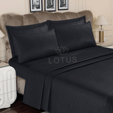 Black Stripe Sateen - Bed Sheet Set King