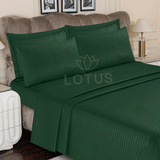 Green Stripe Sateen - Bed Sheet Set King