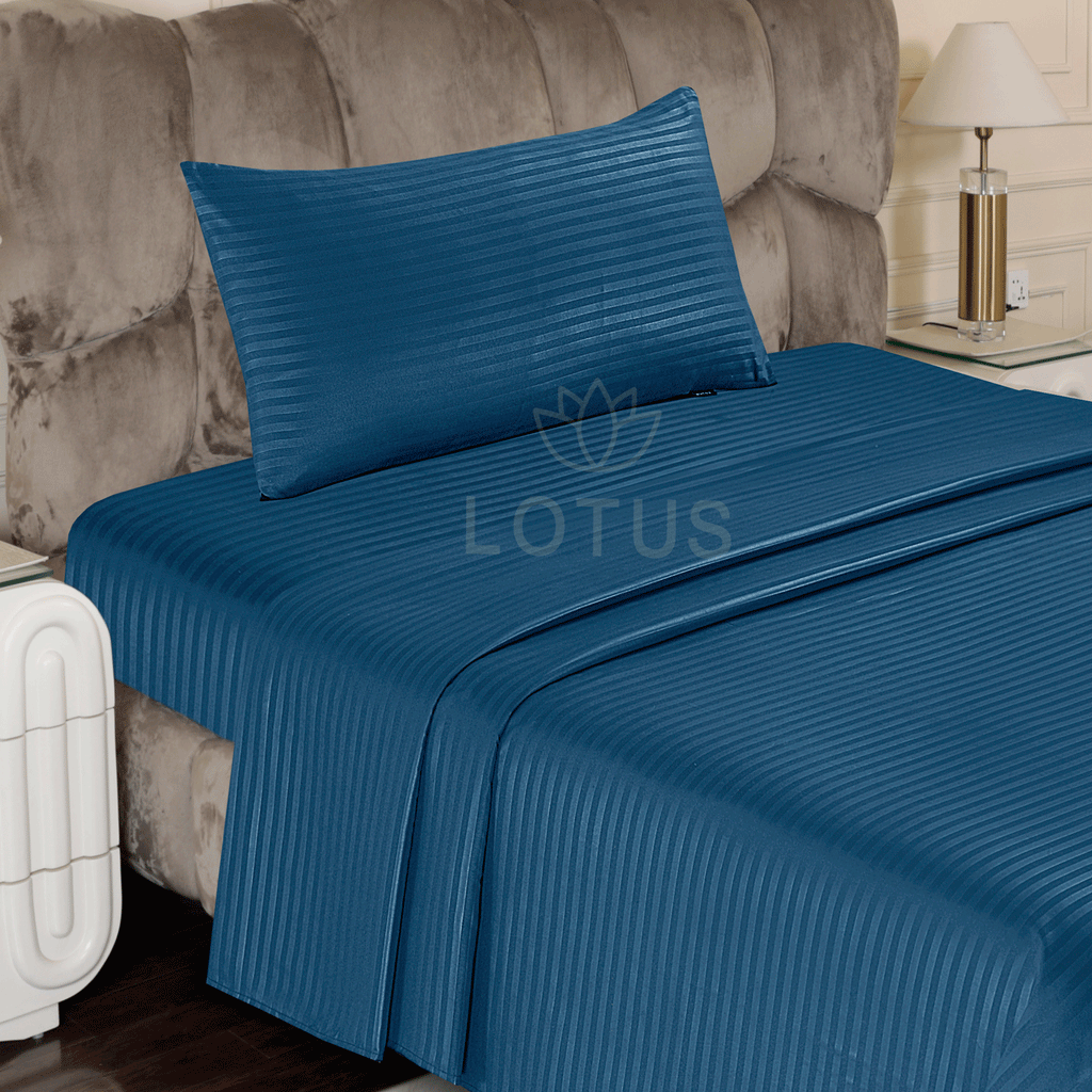 Zinc Stripe Sateen - Fitted Sheet Set Single