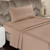 Beige Stripe Sateen - Bed Sheet Set Single