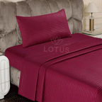 Maroon Stripe Sateen - Fitted Sheet Set Single