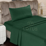 Green Stripe Sateen - Bed Sheet Set Single