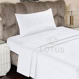 White Stripe Sateen - Bed Sheet Set Single