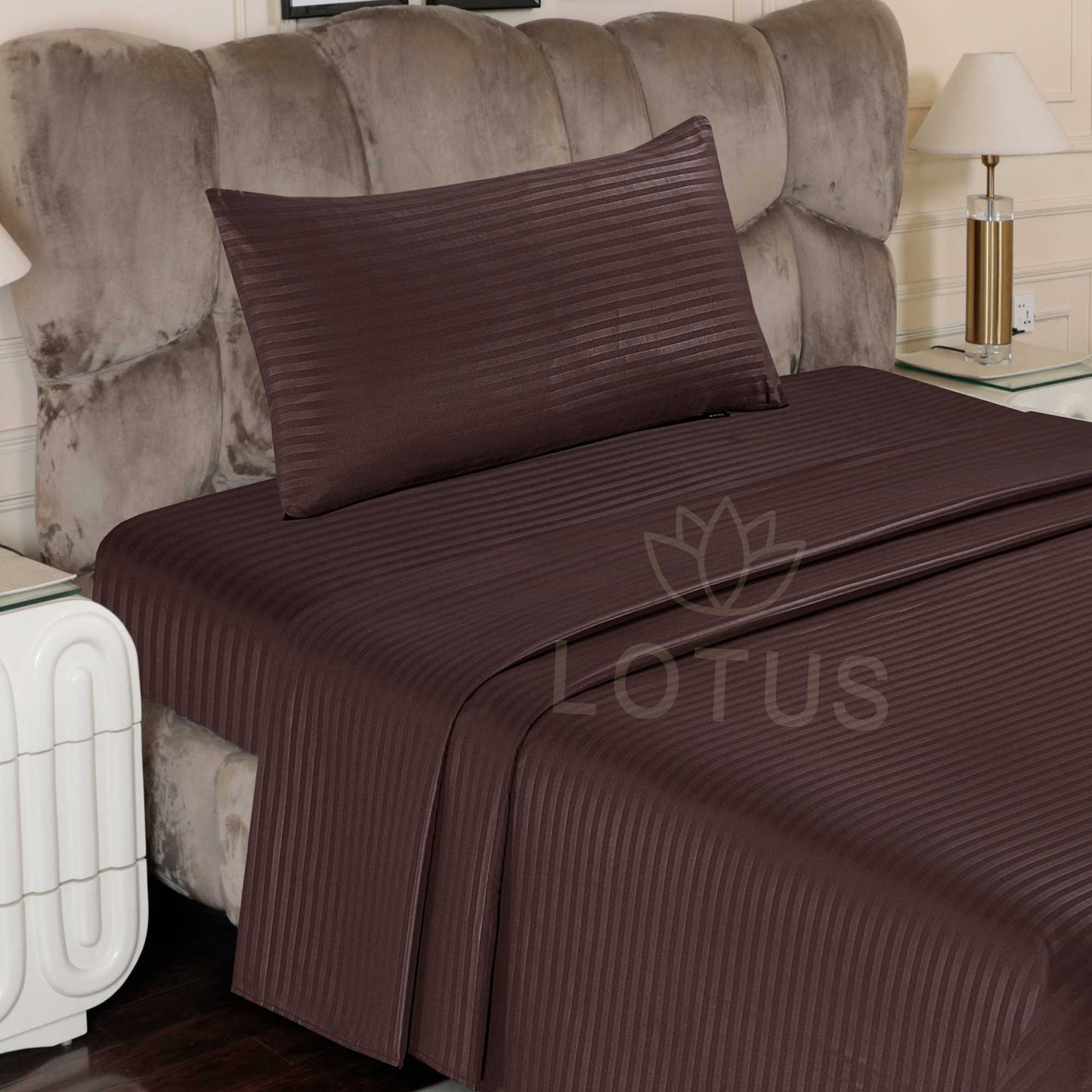 Ultra Soft Fitted Sheet Set – Chocolate Stripe, Single Size, 2 Pc