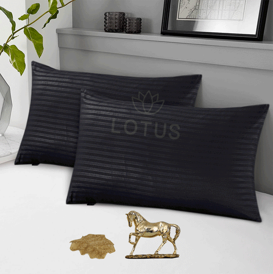 Black Stripe Sateen - Pillow Cover Pack of 2