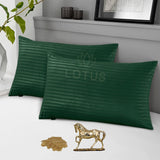 Green Stripe Sateen - Pillow Cover ( Pack of 2 )