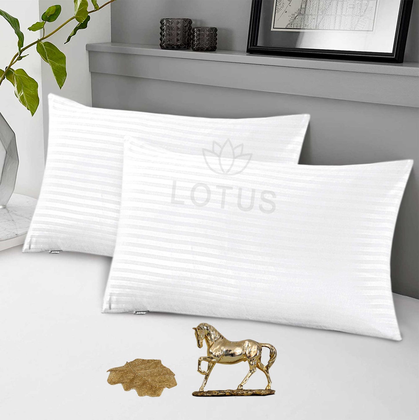 Ultra Soft Pillow Cover – White Stripe, 2 Pc