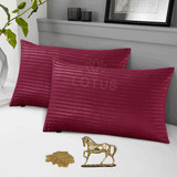 Maroon Stripe Sateen - Pillow Cover ( Pack of 2 )