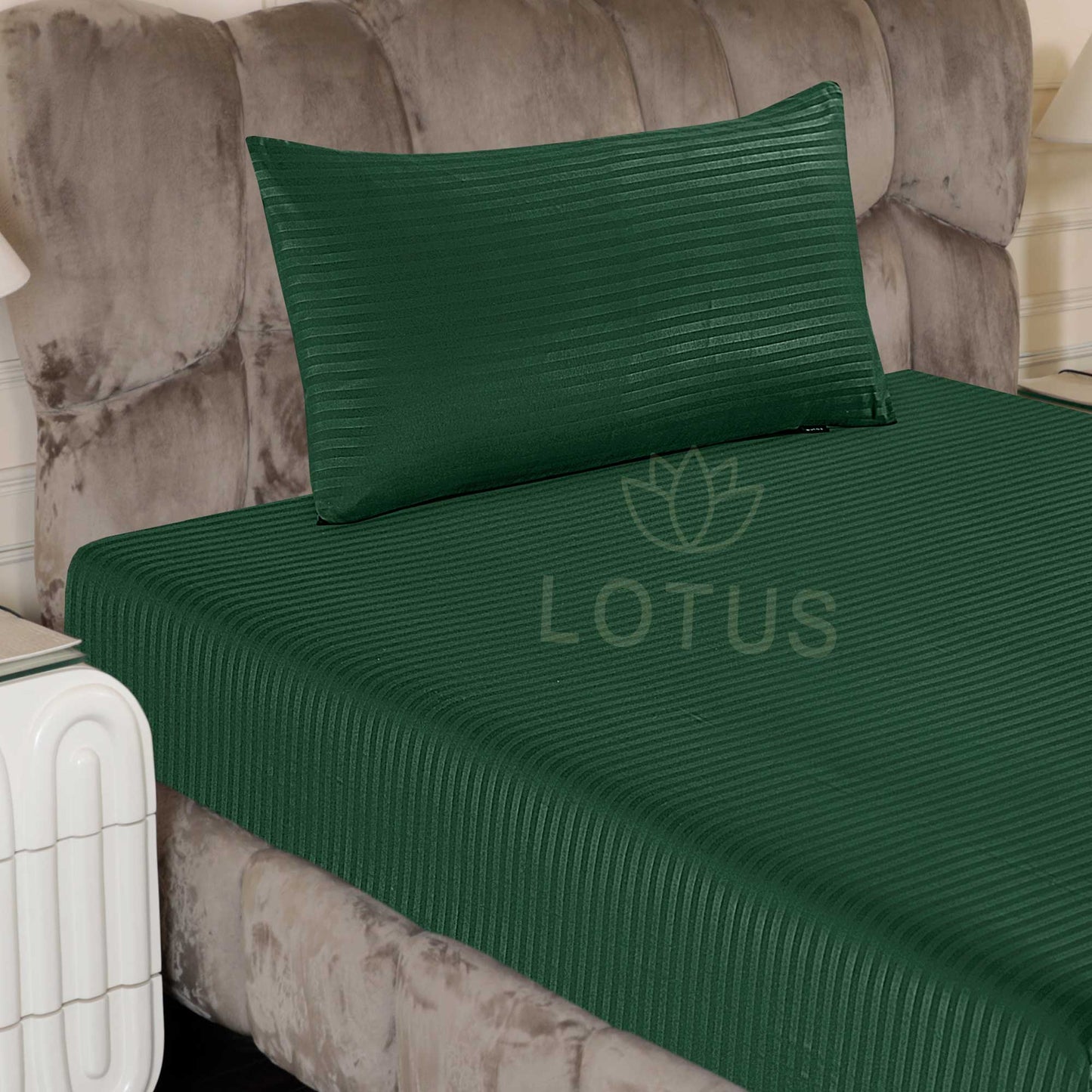 Ultra Soft Fitted Sheet Set – Green Stripe, Single Size, 2 Pc