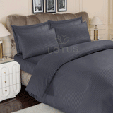 Charcoal Gray Stripe Sateen - Duvet Cover Set 6 Pcs