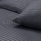 Charcoal Gray Stripe Sateen - Fitted Sheet Set King