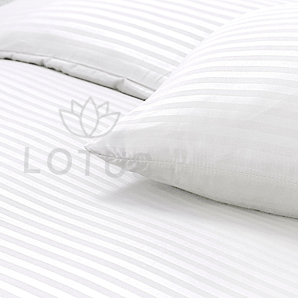 White Stripe Sateen - Fitted Sheet Set Single