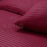 Maroon Stripe Sateen - Fitted Sheet Set King