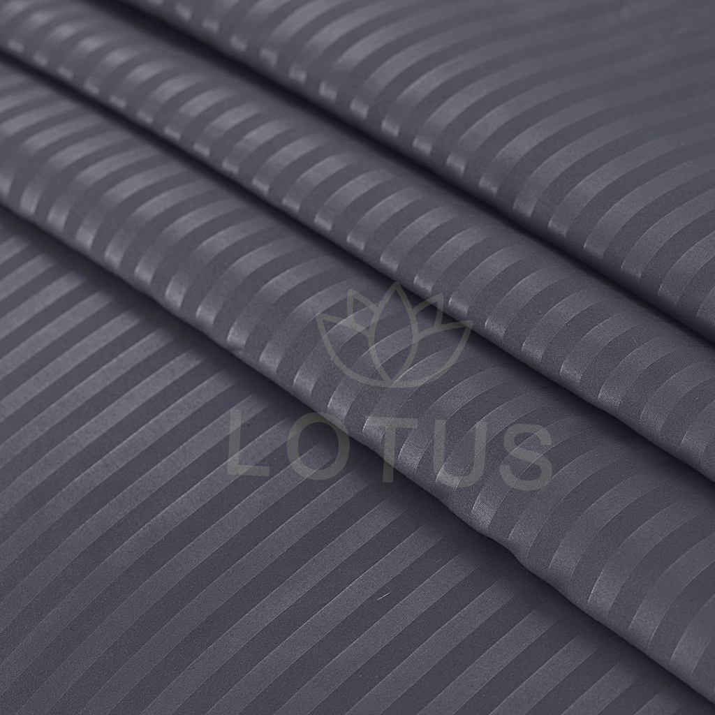 Charcoal Gray Stripe Sateen - Fitted Sheet Set King