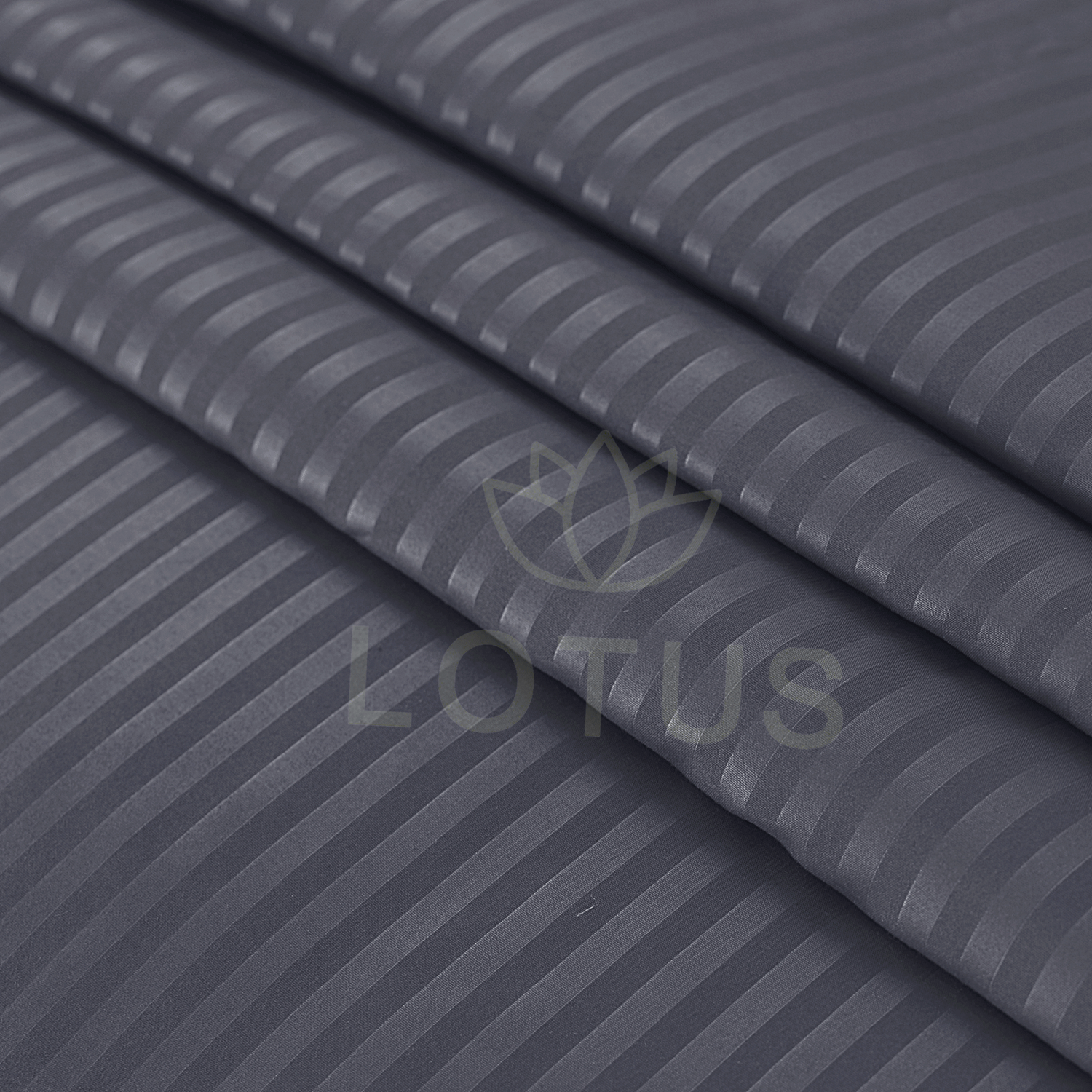 Charcoal Gray Stripe Sateen - Fitted Sheet Set King