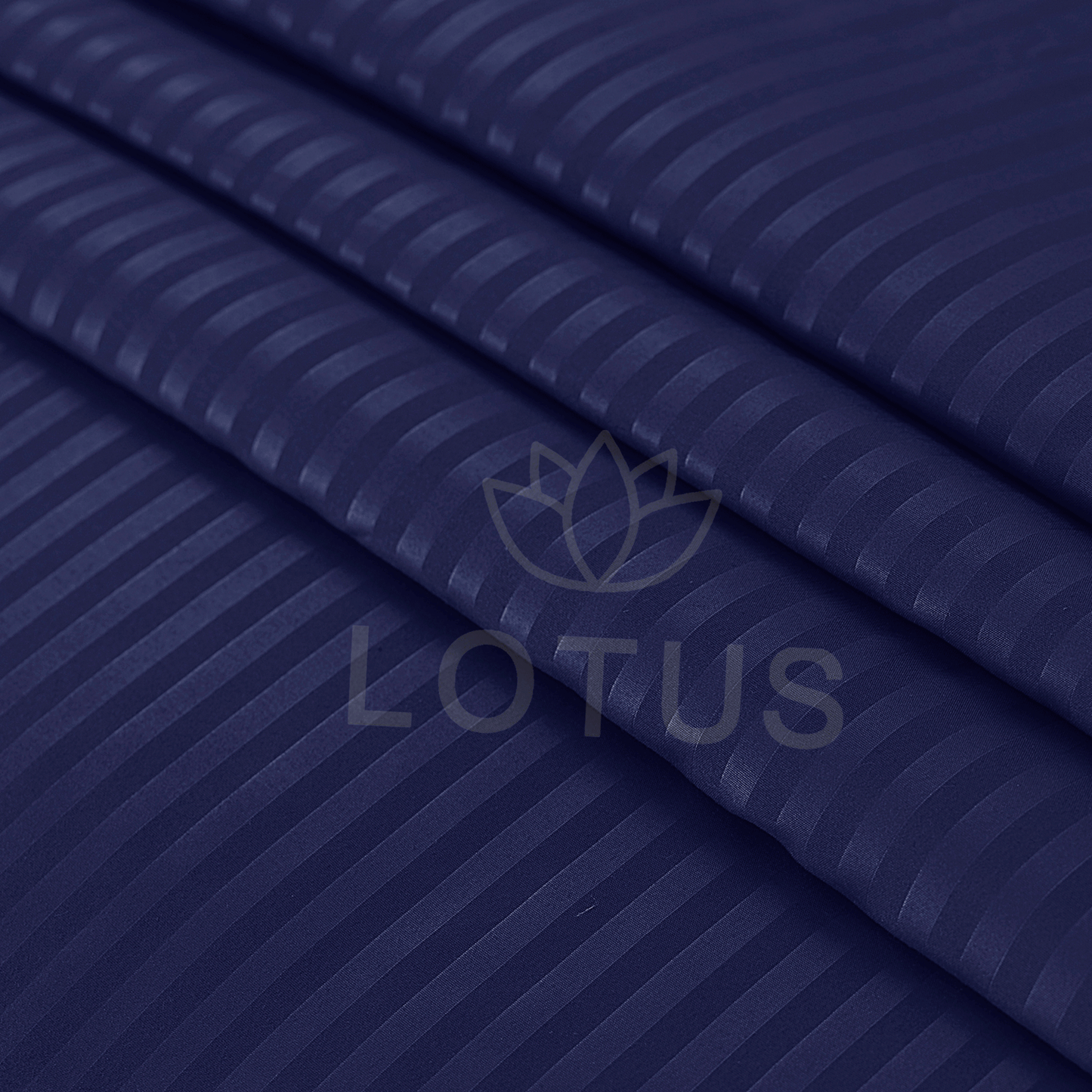 Navy Blue Stripe Sateen - Fitted Sheet Set King