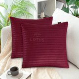 Maroon Sateen Stripe - Cushion Cover ( Pack of 2 )