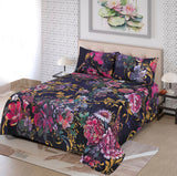 Multi Black Floral - Panel Bed Sheet Set Queen