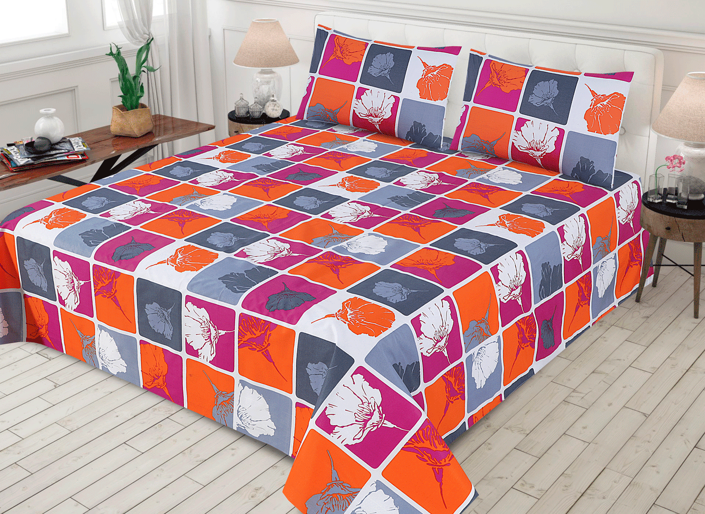 2 Pcs Single Size Cotton Mix Bedsheet - Rangé Haya