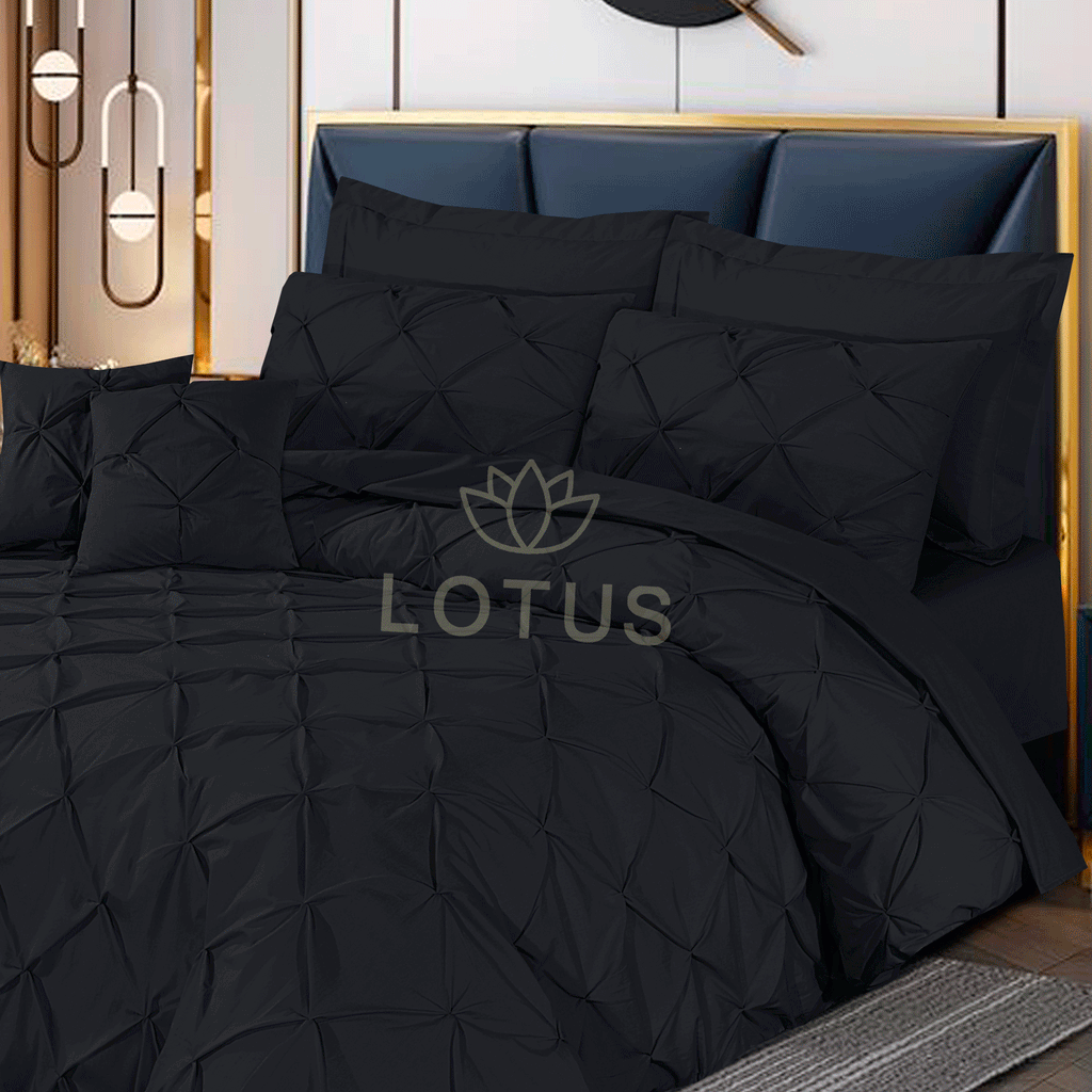 Black Pin Tuck - Duvet Cover Set  8 Pcs