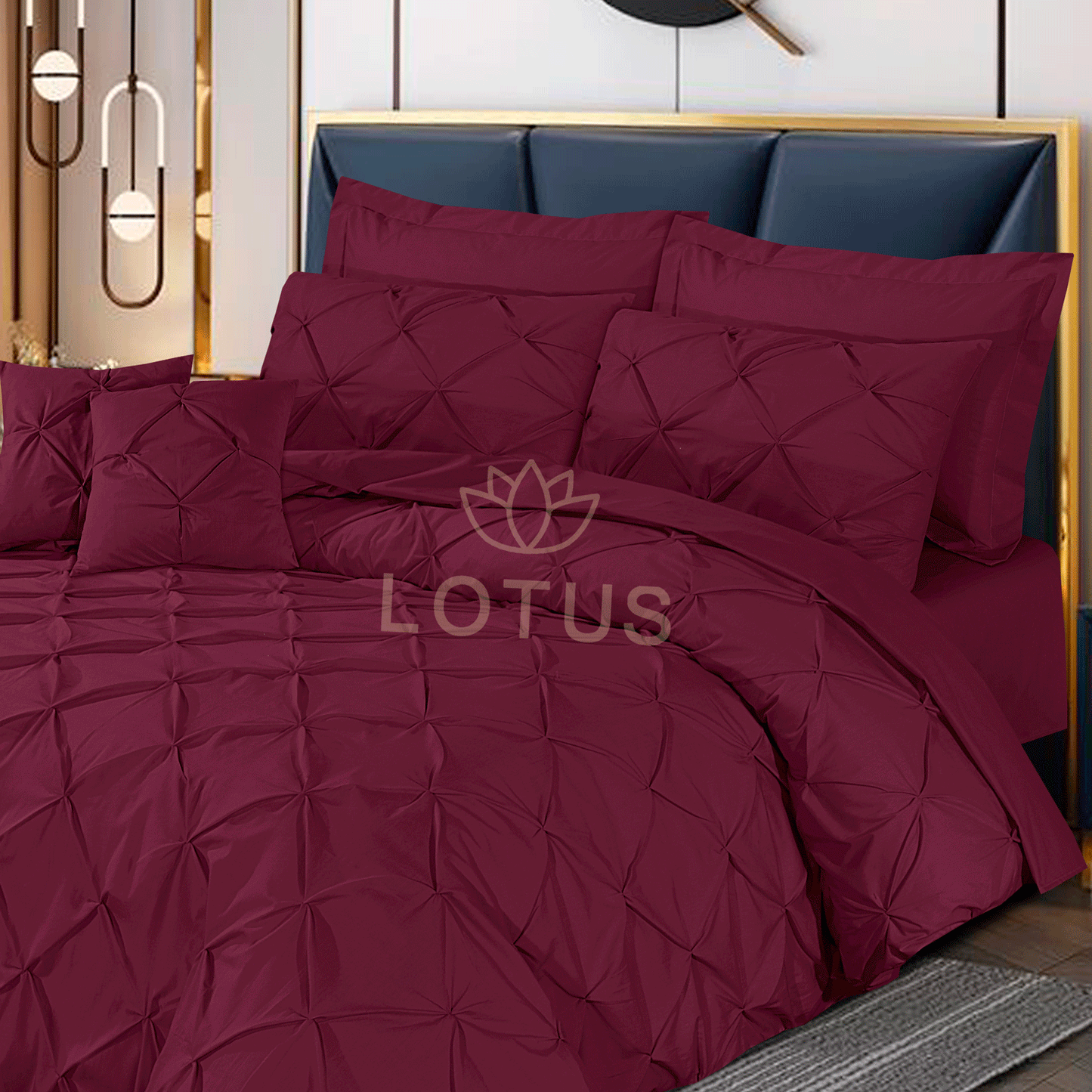 Ultra Soft Pin Tuck Duvet Cover Set – Maroon, King Size, 8 Pc