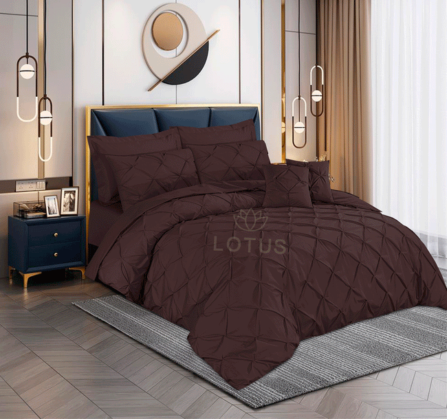 Chocolate Pin Tuck - Duvet Cover Set Hover Image