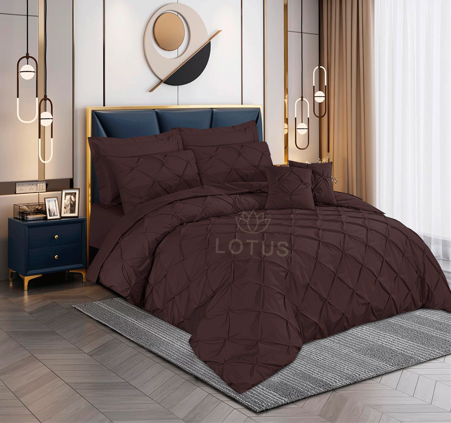 Ultra Soft Pin Tuck Duvet Cover Set – Chocolate, King Size, 8 Pc
