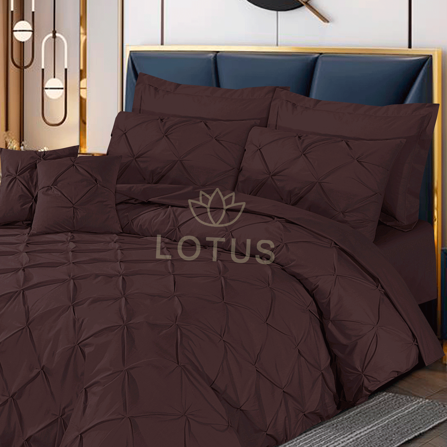 Ultra Soft Pin Tuck Duvet Cover Set – Chocolate, King Size, 8 Pc