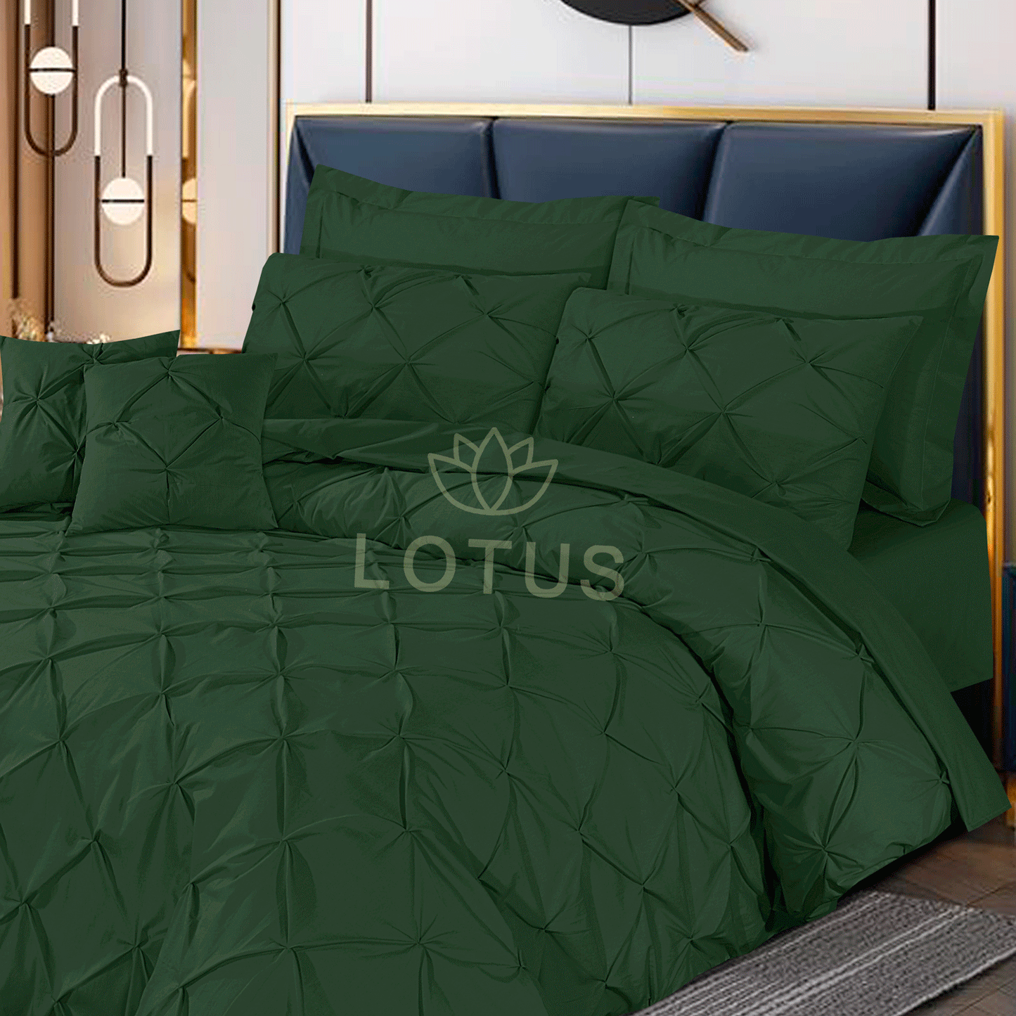 Ultra Soft Pin Tuck Duvet Cover Set – Green, King Size, 8 Pc