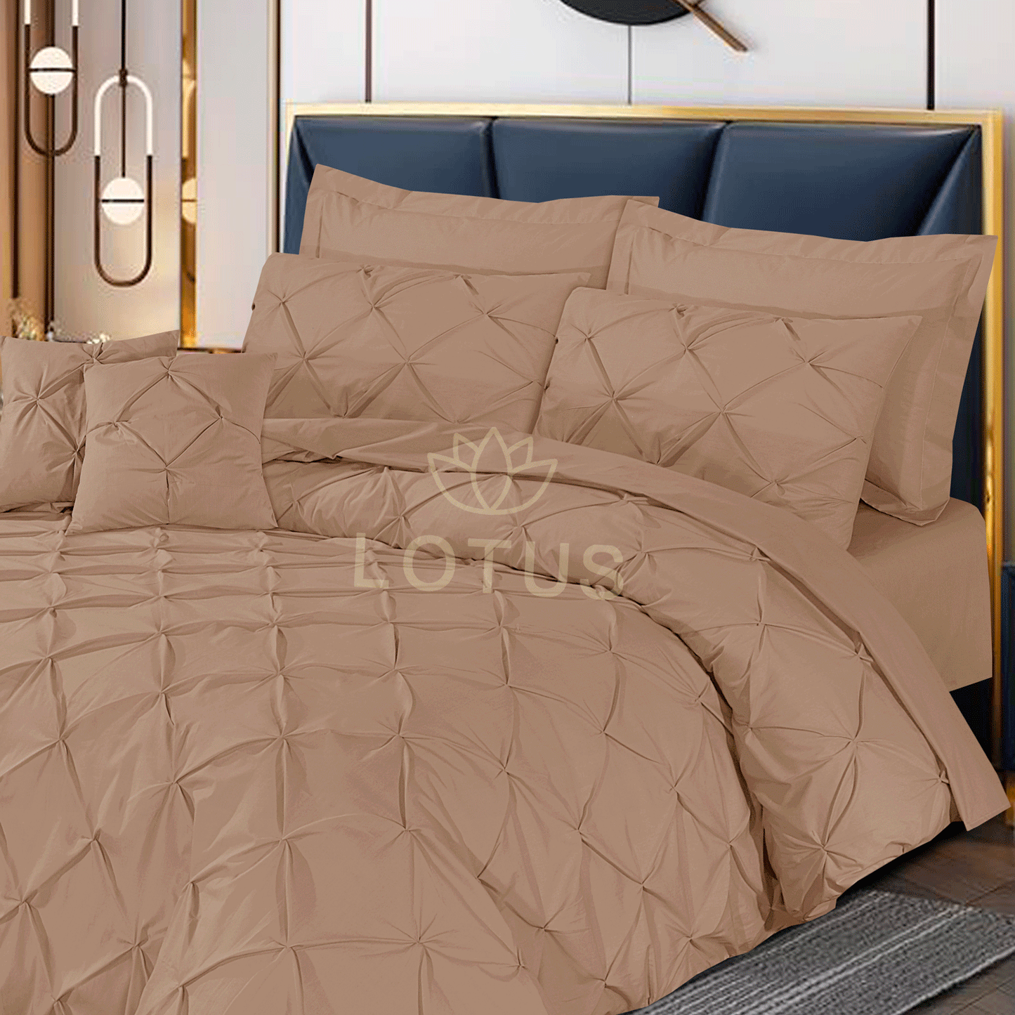 Ultra Soft Pin Tuck Duvet Cover Set – Beige, King Size, 8 Pc