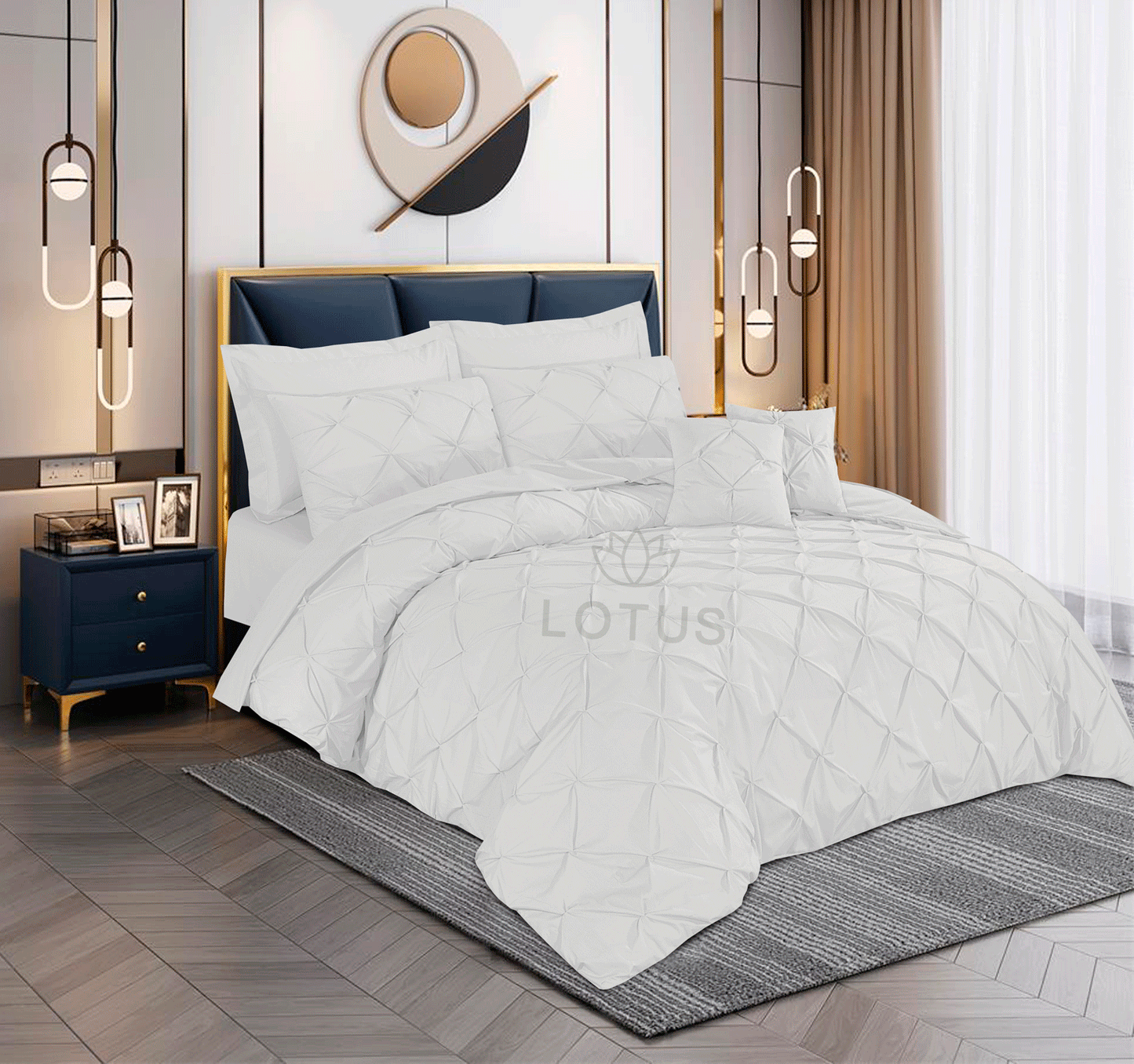 Ultra Soft Pin Tuck Duvet Cover Set – White, King Size, 8 Pc