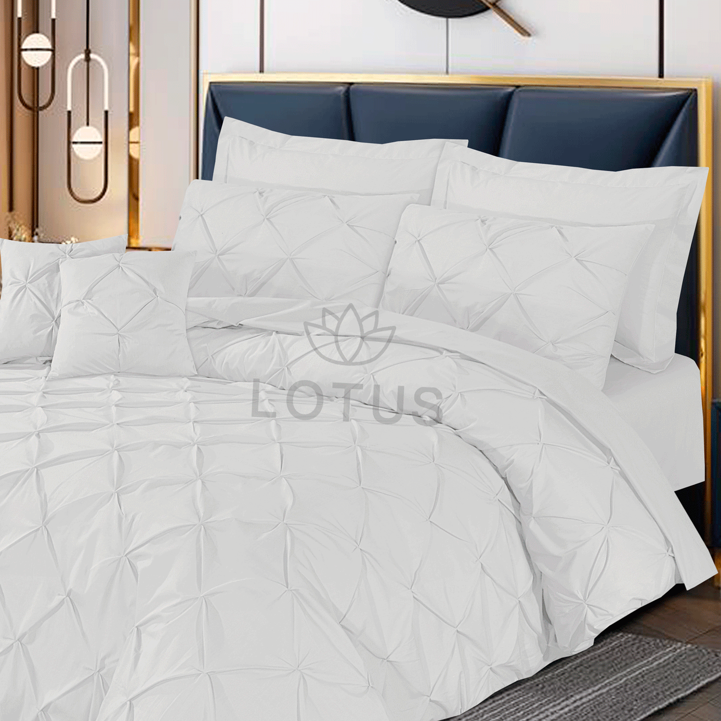 Ultra Soft Pin Tuck Duvet Cover Set – White, King Size, 8 Pc
