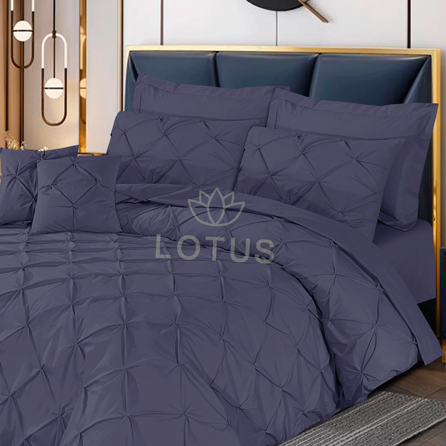 Ultra Soft Pin Tuck Duvet Cover Set – Gray, King Size, 8 Pc