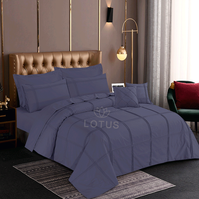 Gray Square Pleated - Duvet Cover Set  8 Pcs Hover Image