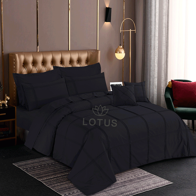 Black Square Pleated - Duvet Cover Set  8 Pcs Hover Image