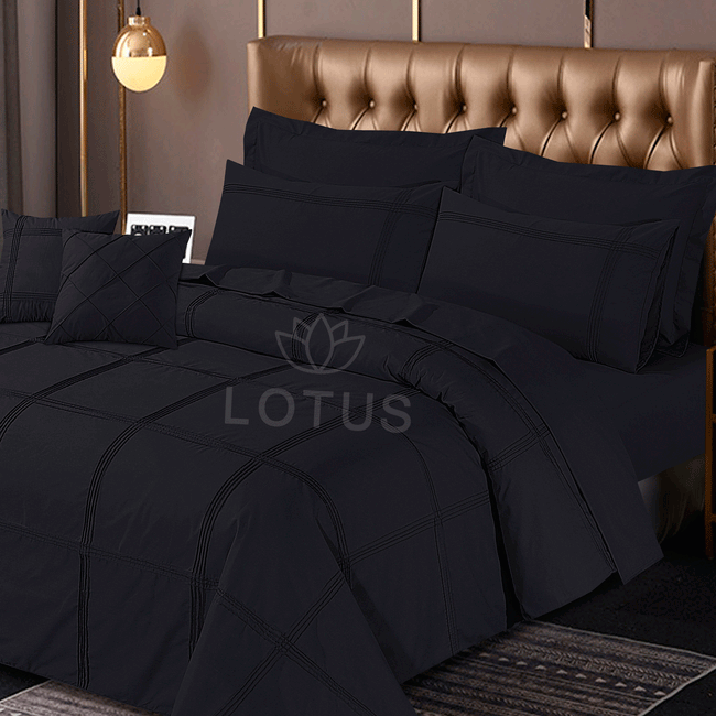 Black Square Pleated - Duvet Cover Set  8 Pcs Main Image