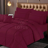 Maroon Square Pleated - Duvet Cover Set  8 Pcs