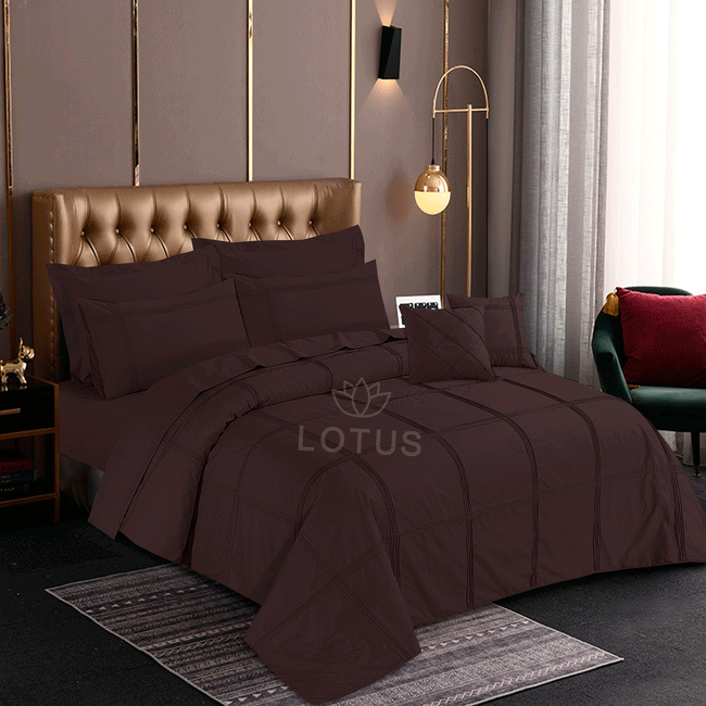 Chocolate Square Pleated - Duvet Cover Set  8 Pcs Hover Image