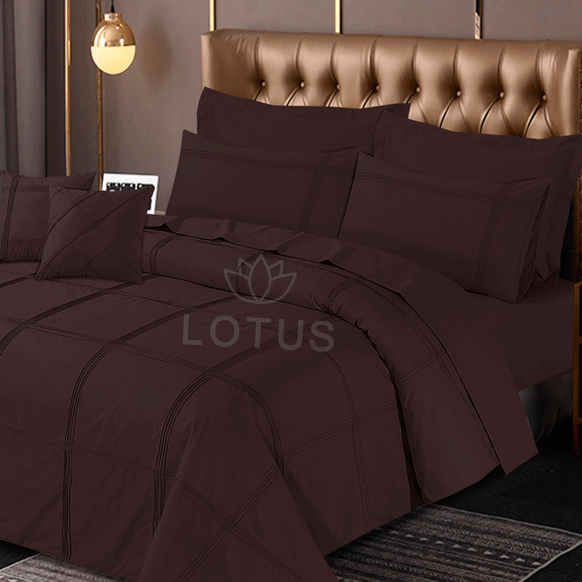Chocolate Square Pleated - Duvet Cover Set  8 Pcs Main Image