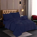 Navy Square Pleated - Duvet Cover Set  8 Pcs